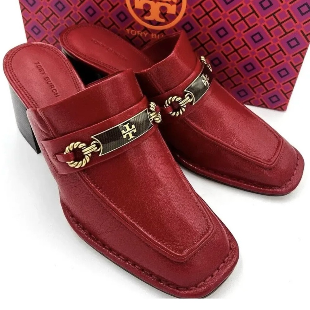 TORY BURCH PERRINE 65MM RED LOAFER/MULE SZ 7M ~ NIB
